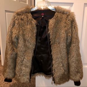 2b Bebe Faux Fur Zip Up Jacket